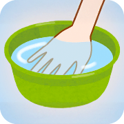 冷水に手首まで浸水するイラスト