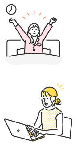 清々しく起き、仕事する女性イラスト